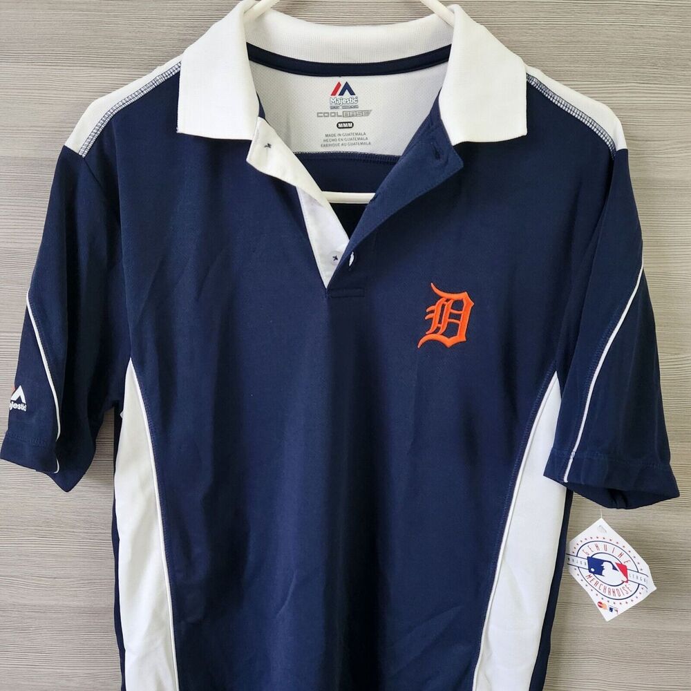 MLB‎ Majestic Detroit Tigers Vintage Cool Base Golf Gameday Polo Shirt M NWT